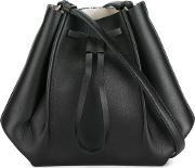 Small Structured Bucket Bag Women Calf Leatherpolyester One Size, Women's, Black