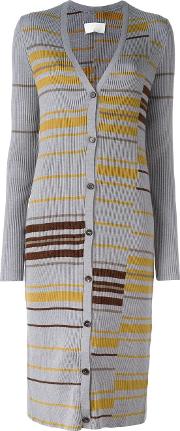 Striped Long Cardigan Women Polyesterviscosevirgin Wool M, Women's, Grey
