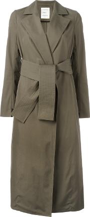 Belted Trench Coat Women Cottonacetatecupro 38, Green