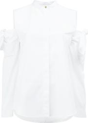 Cut Out Sleeve Shirt Women Cotton 36, White