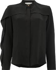 Frill Detail Shirt Women Silkacetate 40, Black