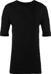Ribbed T Shirt Men Cottonspandexelastanetencel L, Black