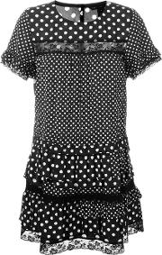 Polka Dot Print Ruffled Dress Women Polyesterviscose 8, Black