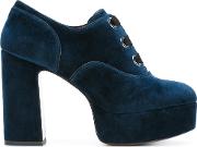 'beth' Oxford Platform Pumps Women Leathervelvet 41, Blue