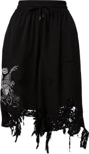 Distressed Shorts Women Polyester L, Black