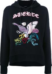 Embroidered Hoodie Women Cotton S, Black
