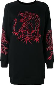 Embroidered Sweatshirt Women Cottonpolyester S, Black