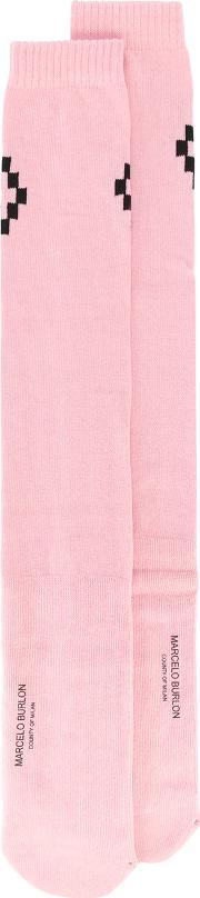 Geometric Knit Socks Women Cottonpolyamidespandexelastane One Size, Women's, Pinkpurple