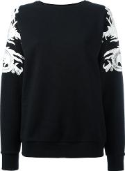 Lace Applique Sweatshirt Women Cottonpolyester Xs, Black