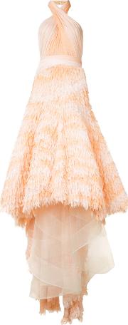 Frill Detail Maxi Dress Women Silknylon 12, Pinkpurple