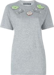 Embellished Oversized T Shirt Women Cottonmetal Other glass 42, Grey
