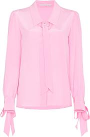 Long Sleeve Silk Shirt With Bows 
