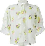 Marco De Vincenzo Floral Embroidery Shirt Women Silk 40, Green 