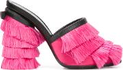 Marco De Vincenzo Fringed Mules Women Leathernylon 38, Pink 