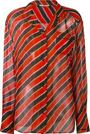 Striped Shirt Women Silkacetate 42, Red