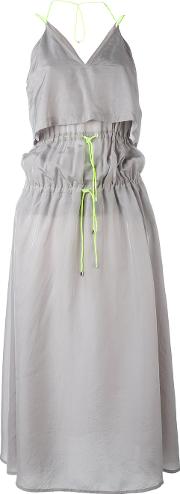 Tiered Drawstring Dress Women Polyestercupro Xs, Grey