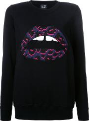 Applique Lips Sweatshirt Women Cotton M, Women's, Black