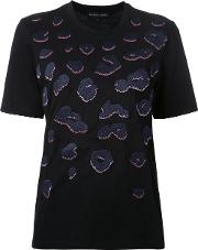 Embroidered Leopard Print T Shirt Women Cotton Xs, Black