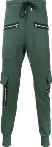 Zipped Pocket Track Pants Men Cotton Xl, Green