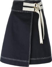 Buckled Wrap Skirt Women Cottonlinenflax 40, Blue