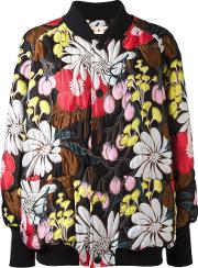 Floral Bomber Jacket Women Polyesterspandexelastane