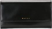 Foldover Continental Wallet Women Lamb Skinleather One Size, Women's, Black