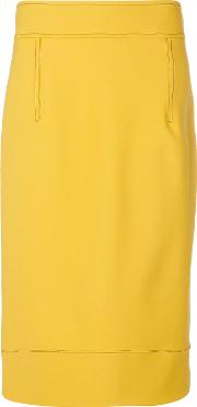 Marni Exposed Seam Pencil Skirt Women Spandexelastaneviscosewool 40, Yelloworange 