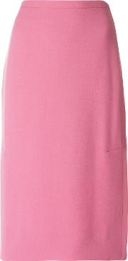 Marni Side Slit Pencil Skirt Women Silkvirgin Wool 42, Pinkpurple 