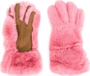 Marni Two Tone Gloves Women Deer Skinrabbit Furcashmerevirgin Wool 7, Pinkpurple 