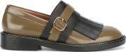 Monk Strap Fringed Loafers Women Calf Leatherleather 39, Brown