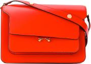 Trunk Satchel Women Calf Leatherbrass One Size, Red