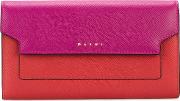 Two Tone Pink Flap Wallet Women Leather One Size, Red