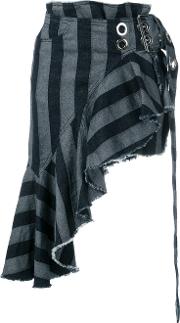 Asymmetric Striped Skirt 