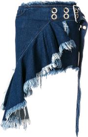 Marques'almeida Frayed Asymmetric Denim Skirt Women Cotton Xs, Blue 