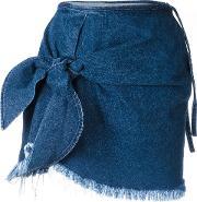 Marques'almeida Knot Detail Denim Skirt Women Cotton 10, Women's, Blue 