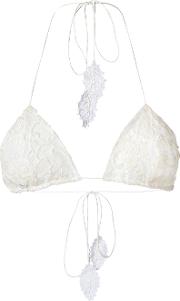 Lace Celia Triangle Bikini Top Women Silklyocell 38, White