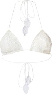 Lace Celia Triangle Bikini Top Women Silklyocell 42, White