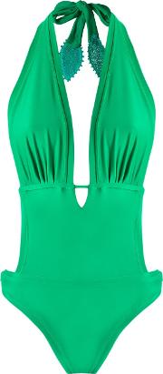 Martha Medeiros Halterneck Swimsuit Women Polyamidespandexelastane G, Green 