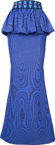 Mary Katrantzou Moire Peplum Maxi Shirt Women Silkpolyamide 8, Blue 