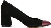 Suede And Leather Mid Heel Pumps Women Leathersuede 41, Women's, Black