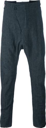 Baggy Drop Crotch Trousers Men Linenflaxvirgin Wool 46, Grey