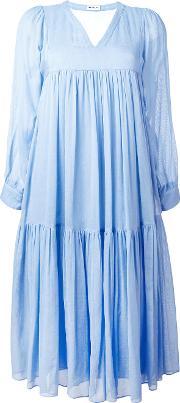 Flared Midi Dress Women Silkcotton Xs, Women's, Blue