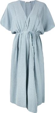 Fray Trimmed Asymmetric Dress Women Cottonviscose Xs, Blue