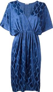Jacquard V Neck Dress Women Polyesterviscosepolyimide S, Women's, Blue