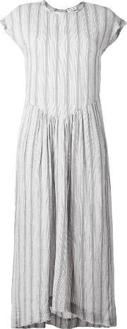 Striped Flared Dress Women Cotton Xs