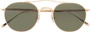 Round Frame Sunglasses Unisex Metalacetateglass One Size, Brown