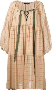 Printed Peasant Dress Women Silk 46, Nudeneutrals