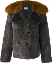 Double Breasted Short Coat Women Silkfox Furmink Fur 36, Women's, Grey