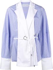 Michael Lo Sordo Striped Cotton Poplin Shirt Women Cotton 8, Blue 