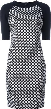 Half Sleeve Printed Dress Women Polyesterspandexelastane 6, Black